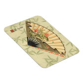 Geisha Fan mit Blätter und Blumendruck Magnet (Rechte Seite)