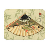 Geisha Fan mit Blätter und Blumendruck Magnet (Horizontal)