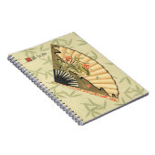 Geisha Fan mit Blätter und Blumendruck Notizblock (Rechte Seite)