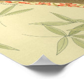 Geisha Fan mit Blätter und Blumendruck Poster (Ecke)