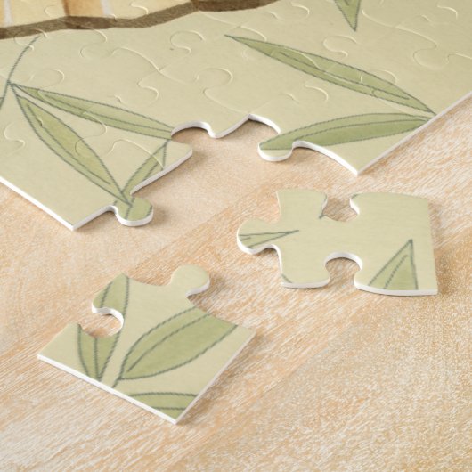 Geisha Fan mit Blätter und Blumendruck Puzzle (Seite)