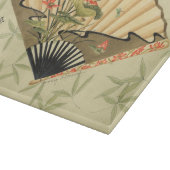 Geisha Fan mit Blätter und Blumendruck Schneidebrett (Ecke)