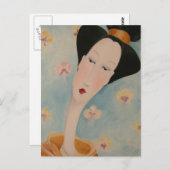 Geisha Floral Postcard Postkarte (Vorne/Hinten)