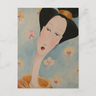 Geisha Floral Postcard Postkarte