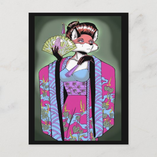 Geisha Fox Postcard Postkarte (Vorderseite)