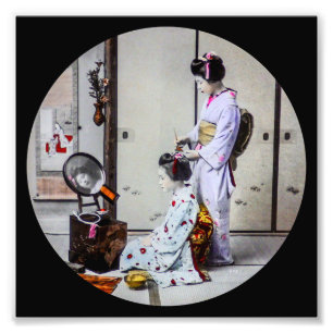 Geisha-Frisur Vintage Japan 芸者 Fotodruck