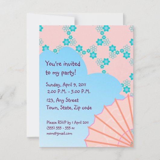 Geisha-Geburtstagsfeier Einladung (Rückseite)