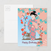 Geisha-Geburtstagsparty Einladungspostkarte (Vorne/Hinten)