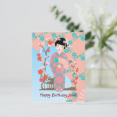 Geisha-Geburtstagsparty Einladungspostkarte (Stehend Vorderseite)