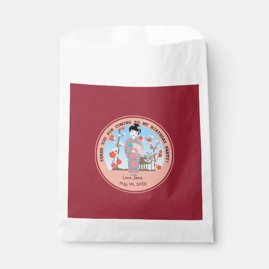 Geisha-Geburtstagsparty Geschenktütchen (Vorderseite)