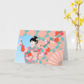 Geisha-Geburtstagsparty Karte (Gelbe Blume)