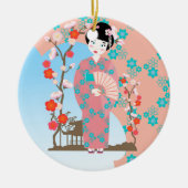 Geisha-Geburtstagsparty Keramikornament (Vorne)