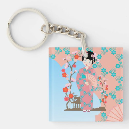 Geisha-Geburtstagsparty Schlüsselanhänger (Vorderseite)