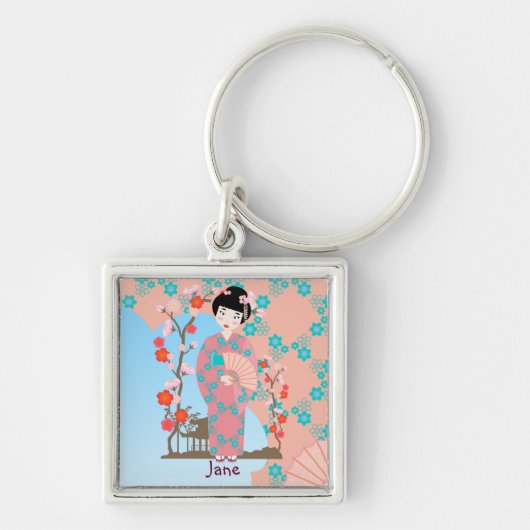 Geisha-Geburtstagsparty Schlüsselanhänger (Vorne)