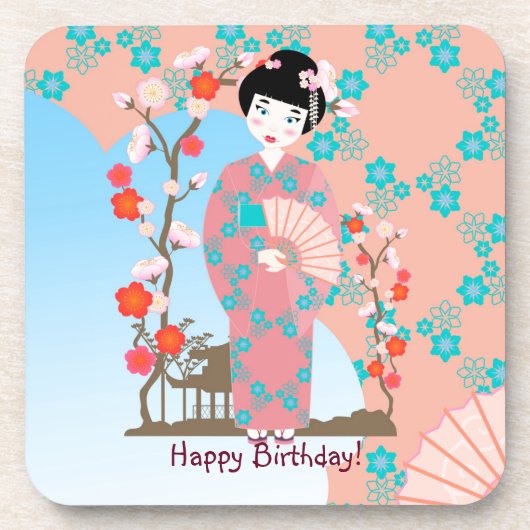 Geisha-Geburtstagsparty Untersetzer (Vorderseite)