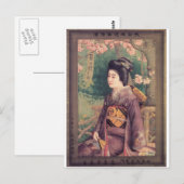 Geisha-Gepäckanhänger Postkarte (Vorne/Hinten)