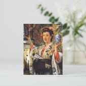Geisha Girl Holding Ginger Jar Postkarte (Stehend Vorderseite)