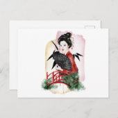 Geisha Girl Japanese Artwork Einladungspostkarte (Vorne/Hinten)