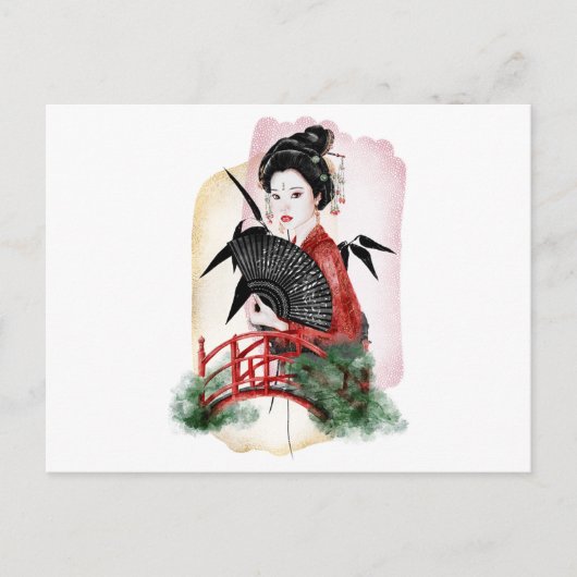 Geisha Girl Japanese Artwork Einladungspostkarte (Vorderseite)