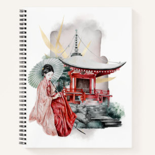 Geisha Girl Japanese Artwork Notizblock