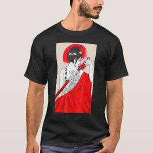 Geisha Girl Katana Schwert und Tattoo der japanisc T-Shirt