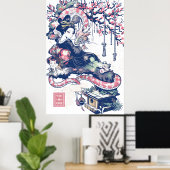 Geisha Girl mit Dragon und Katzen 37005 Poster (Heimbüro)