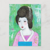 Geisha Girl Mixed Media Abstrakte Malerei Postkarte (Vorderseite)