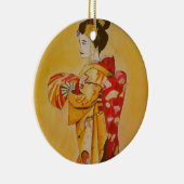 Geisha gold kimono originale Aquarellkunst Keramikornament (Rechts)