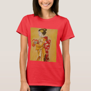 Geisha gold kimono originale Aquarellkunst T-Shirt