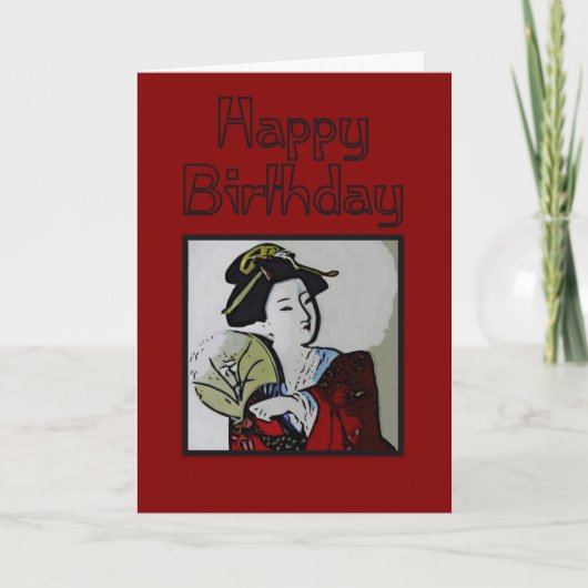 Geisha Happy Birthday Card Karte (Vorderseite)