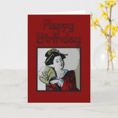 Geisha Happy Birthday Card Karte (Gelbe Blume)