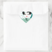 Geisha Herz-Aufkleber (Tasche)