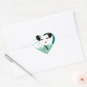 Geisha Herz-Aufkleber (Umschlag)