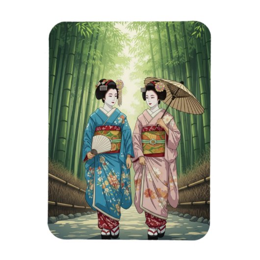 Geisha in Arashiyama Japan Kyoto Magnet (Vertikal)