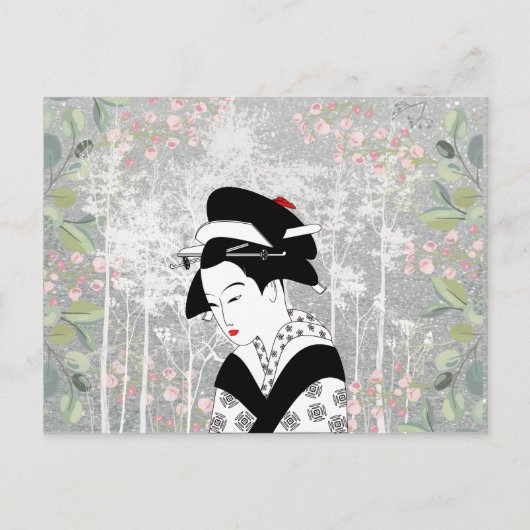 Geisha in Garden Postkarte (Vorderseite)