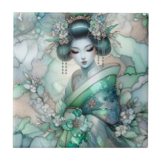 Geisha in Green Design Serie #1 Fliese