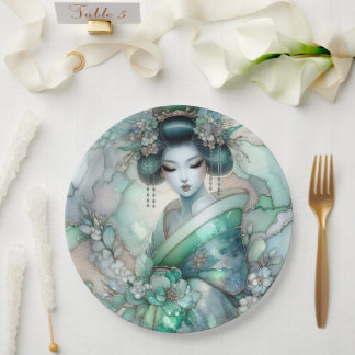 Geisha in Green Design Serie #1 Pappteller
