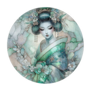 Geisha in Green Design Serie #1 Schneidebrett
