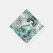 Geisha in Green Design Serie #1 Serviette (Ecke)