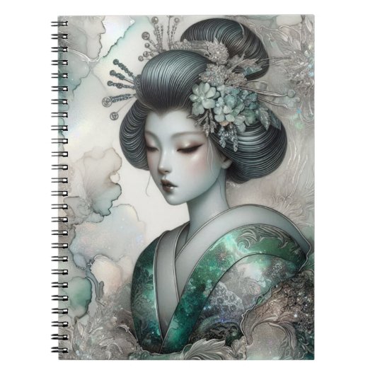 Geisha in Green Design Serie #2 Notizblock (Vorderseite)
