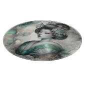Geisha in Green Design Serie #2 Schneidebrett (Ecke)