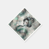 Geisha in Green Design Serie #2 Serviette (Ecke)