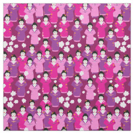 Geisha in Kimonos rosa Gemustert Stoff