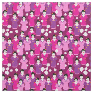 Geisha in Kimonos rosa Gemustert Stoff