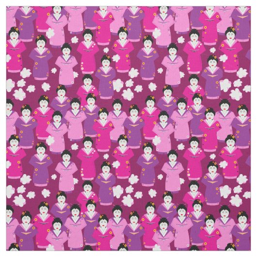 Geisha in Kimonos rosa Gemustert Stoff (Muster)