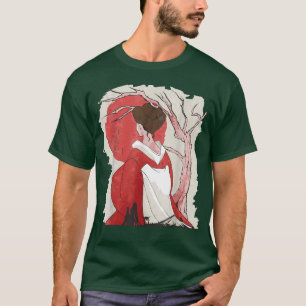 Geisha Japan Red Moon Cherry Peach Tree Blossom  T-Shirt