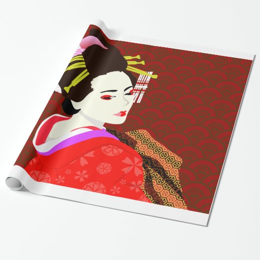 Geisha Japanese style Geschenkpapier (Ungerollt)