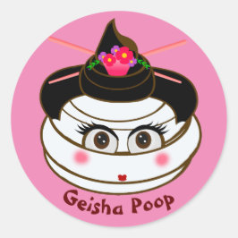 Geisha Kacke Emoji Runder Aufkleber