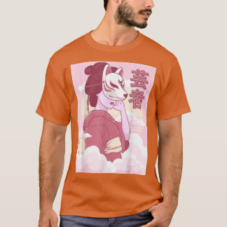 Geisha Kitsune Mask Japanese Fo Mask T-Shirt