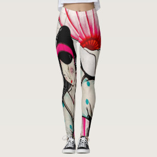 Geisha-Mädchen mit Regenschirm Leggings